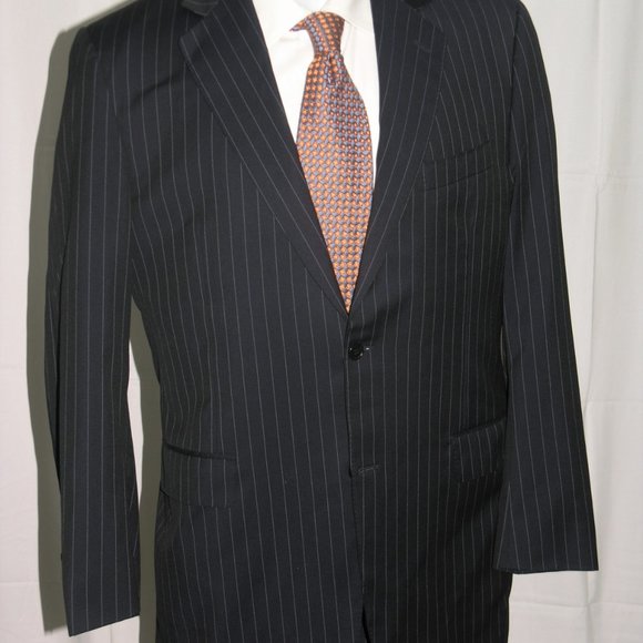 Canali 13320 Drop 7 Navy Blue Striped Two Button Suit 42L - Picture 7 of 13